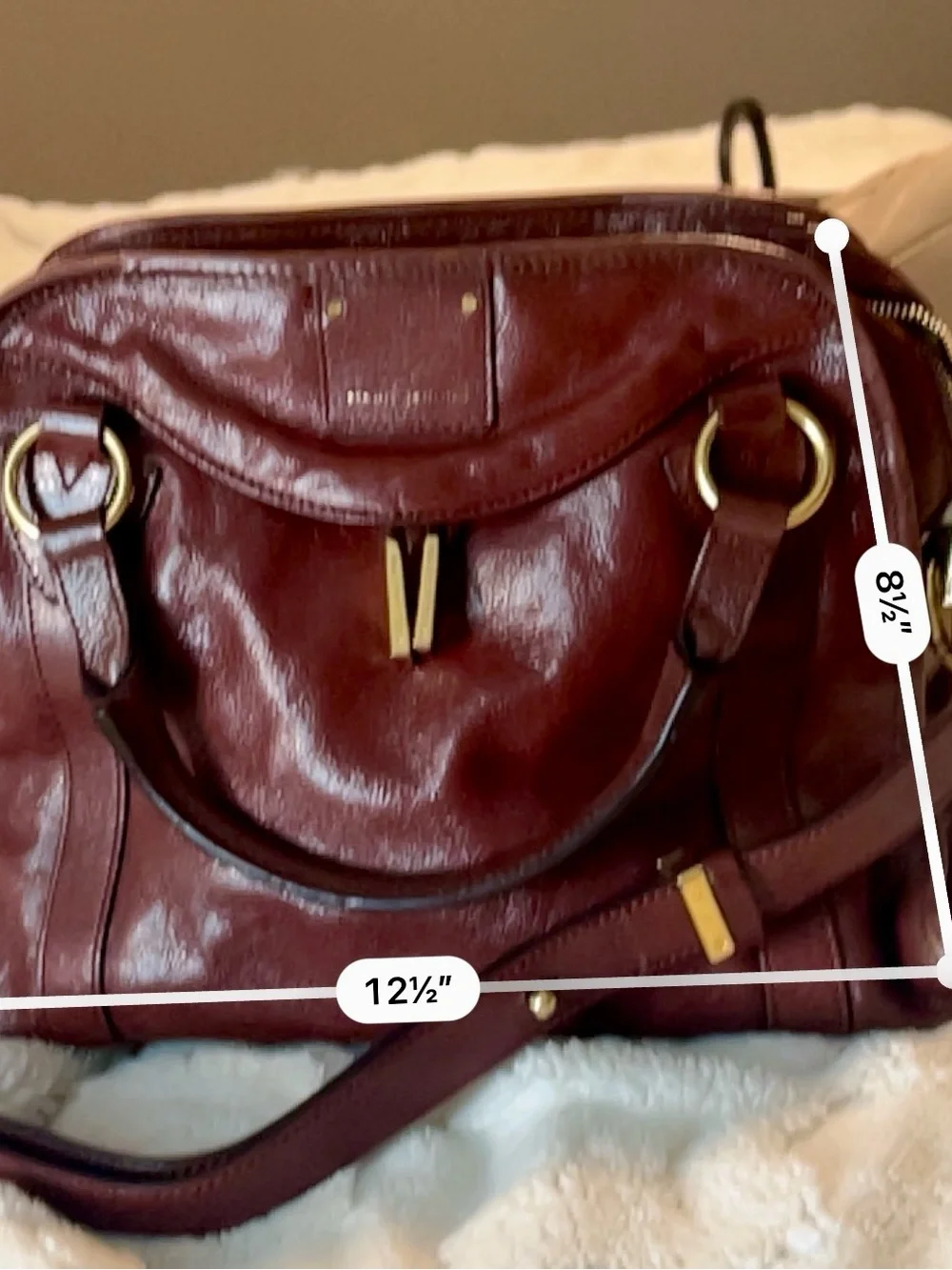Marc Jacobs Burgundy Leather Satchel with Gold Hardware